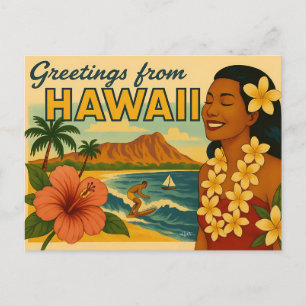 Carte Postale Salutations de la mi-siècle de l'art touristique h