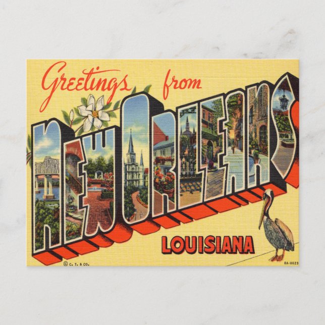 Carte Postale Salutations de La Nouvelle-Orléans, Louisiana Trav (Devant)