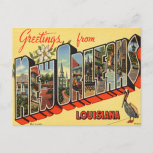 Carte Postale Salutations de la Nouvelle-Orléans, Louisiane Trav