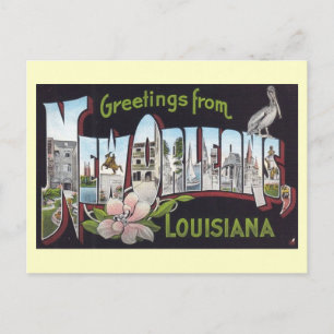 Carte Postale Salutations de la Nouvelle-Orléans, Louisiane Vint