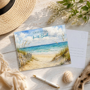 Carte Postale Salutations de la plage Aquarelle Côtière 