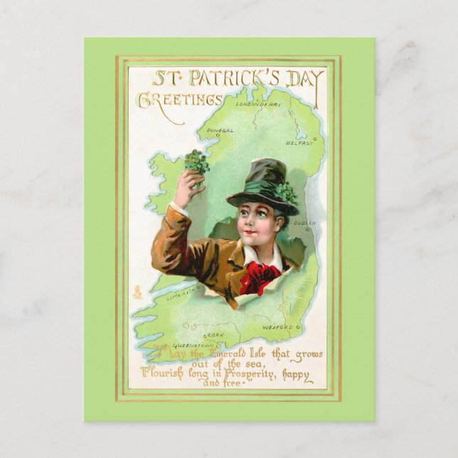Carte Postale Salutations de la Saint Patrick vintage (Devant)