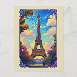 Carte Postale Salutations de la Tour Eiffel de Paris Art Europée