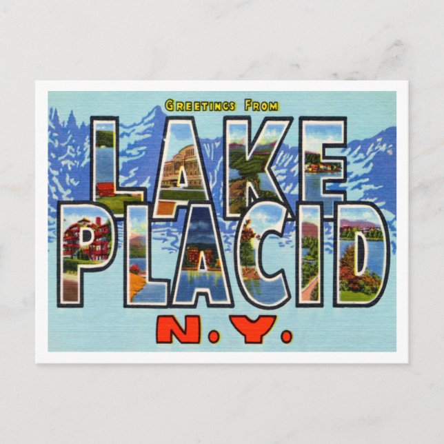 Carte Postale Salutations de Lake Placid, New York Travel (Devant)