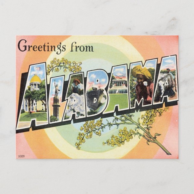 Carte Postale Salutations De L'Alabama (Devant)