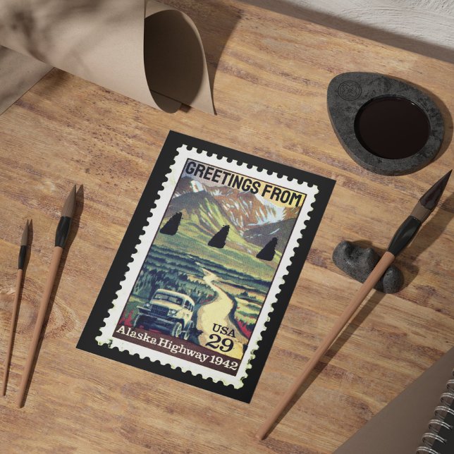 Carte Postale Salutations de l'Alaska Vintage Postage Timamp (Créateur téléchargé)