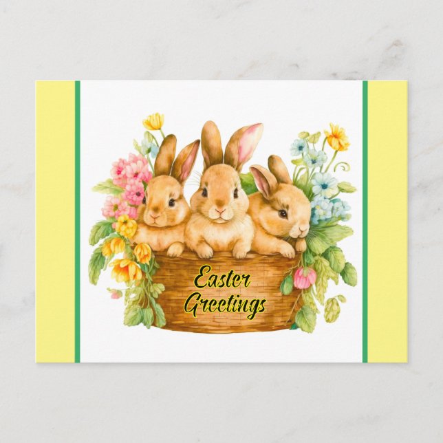 Carte Postale Salutations de lapin de Pâques (Devant)