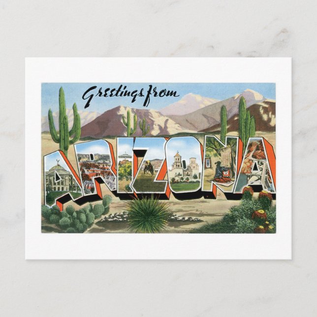 Carte Postale Salutations de l'Arizona ! Désert de Catcus Retro (Devant)