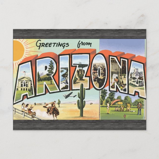 Carte Postale Salutations De L'Arizona, Vintage (Devant)