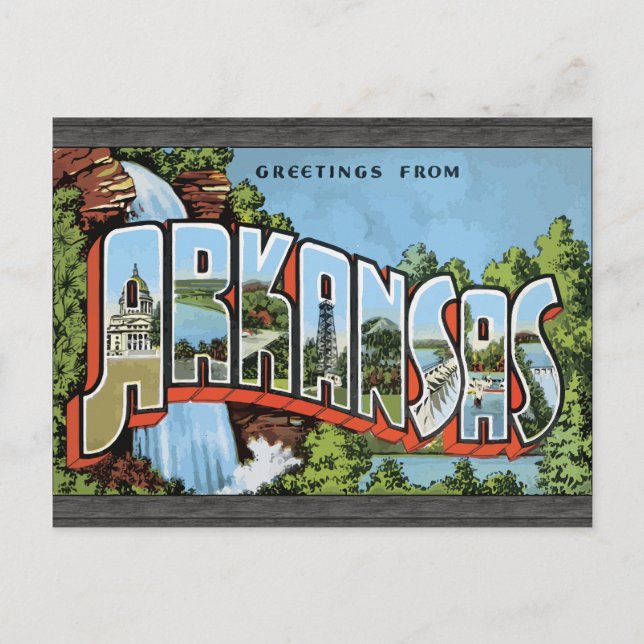 Carte Postale Salutations De L'Arkansas, Vintage (Devant)