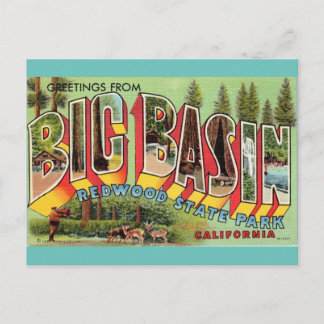 Carte Postale Salutations de l'art vintage de Big Basin en Calif
