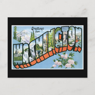 Carte Postale Salutations de l'Etat de Washington ! Voyage vinta