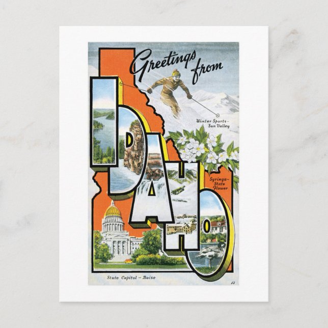 Carte Postale Salutations de l'Idaho ! (Devant)