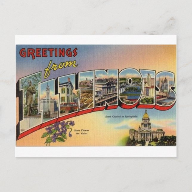 Carte Postale Salutations De L'Illinois (Devant)