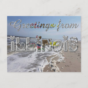 Carte Postale Salutations de l'Illinois State Flag Hearts USA