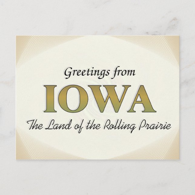 Carte Postale Salutations de l'Iowa (Devant)
