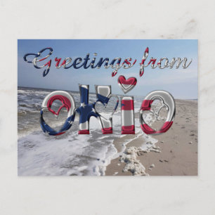 Carte Postale Salutations de l'Ohio State Flag Hearts USA