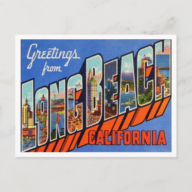 Carte Postale Salutations de Long Beach, Californie Travel (Devant)