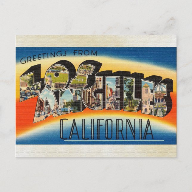 Carte Postale Salutations de Los Angeles California Vintage Art (Devant)