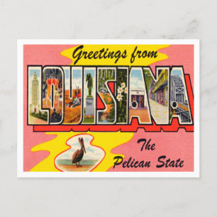 Carte Postale Salutations de Louisiana, The Pelican State Travel