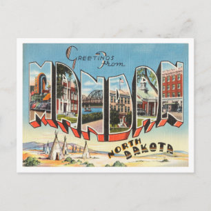 Carte Postale Salutations de Mandan, North Dakota Travel