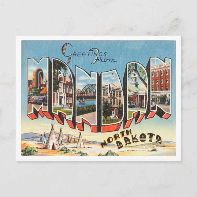 Carte Postale Salutations de Mandan, North Dakota Travel (Devant)