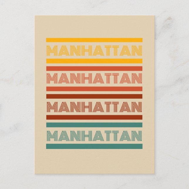 Carte Postale Salutations de Manhattan, Retro Design (Devant)