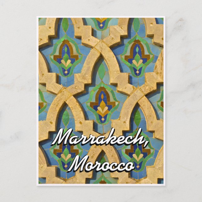 Carte Postale Salutations de Marrakech Maroc Carrelage Marocain (Devant)