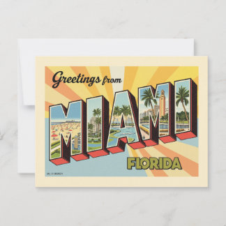 Carte Postale Salutations de Miami Florida Vintage