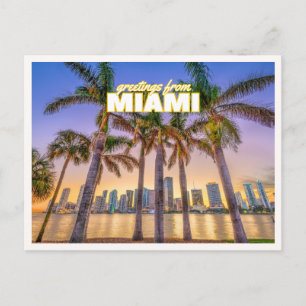 Carte Postale Salutations de Miami Floride Photo de palmier rétr
