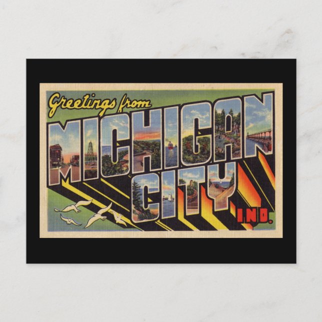 Carte Postale Salutations de Michigan City Indiana (Devant)