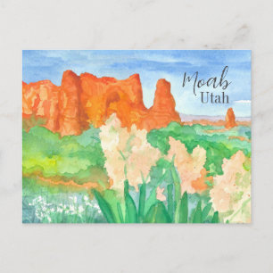 Carte Postale Salutations de Moab Utah Red Rock Desert Flowers