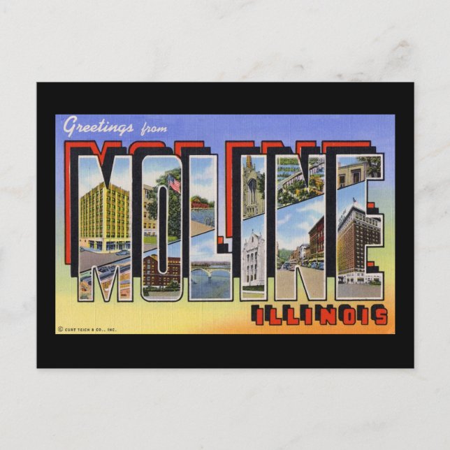 Carte Postale Salutations de Moline Illinois (Devant)