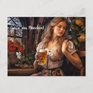 Carte Postale  Salutations de Munich! Ambiance de tente à bière.