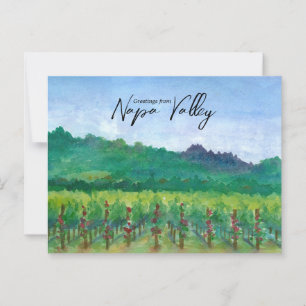 Carte Postale Salutations de Napa Vineyard Red Roses