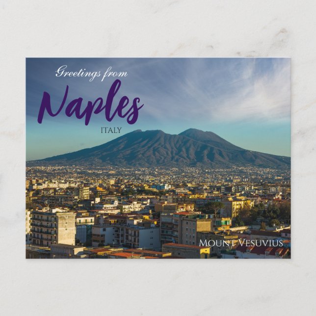 Carte Postale Salutations de Naples Italie Mont Vésuve (Devant)