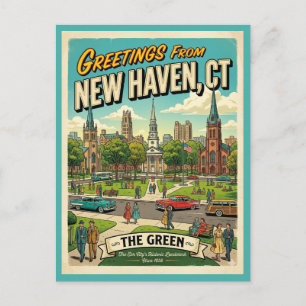Carte Postale Salutations de New Haven CT Style Vintage