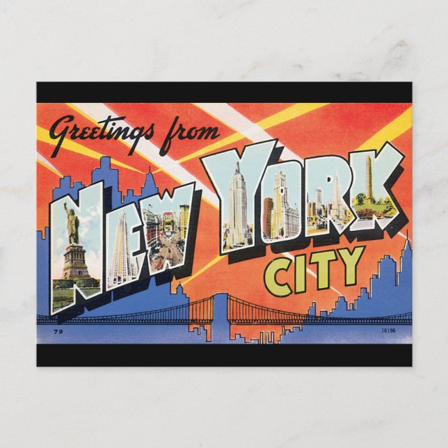 Carte Postale Salutations de New York City_Affiche de voyage vin (Devant)