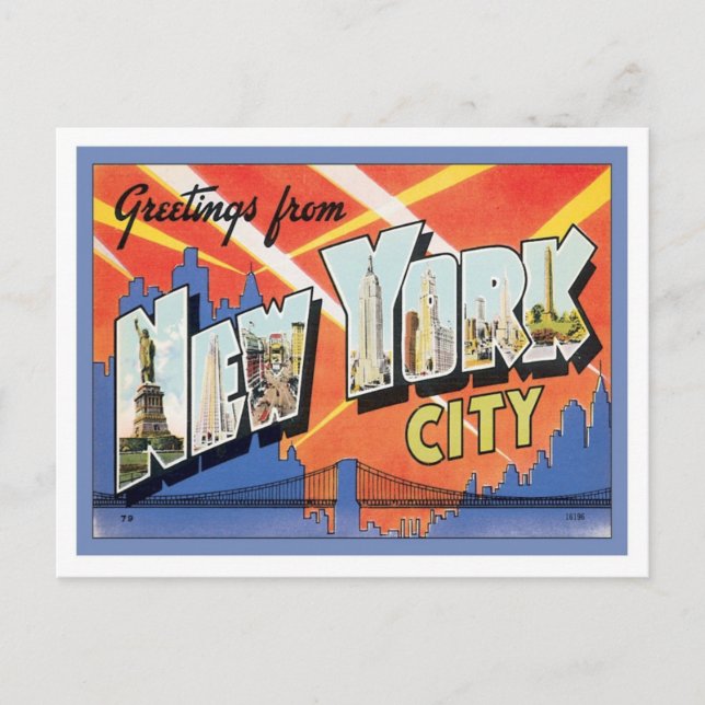 Carte Postale Salutations De New York City America (Devant)