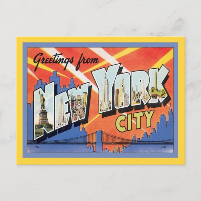 Carte Postale Salutations De New York City America (Devant)