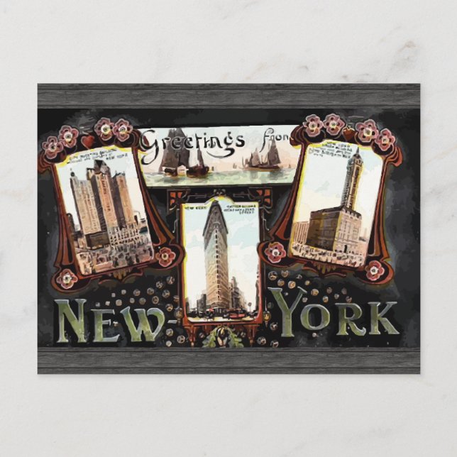 Carte Postale Salutations De New York, Vintage (Devant)