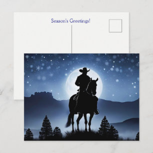 Carte Postale Salutations de Noël des Fêtes Cowboy