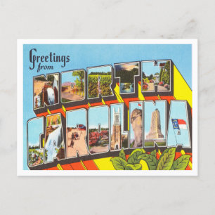 Carte Postale Salutations de North Carolina Vintage Travel