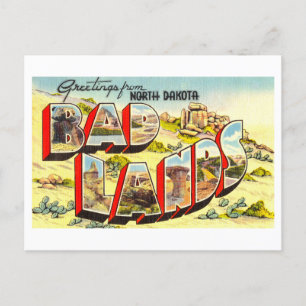Carte Postale Salutations de North Dakota Bad Lands Vintage