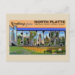 Carte Postale Salutations de North Platte, Nebraska Vintage