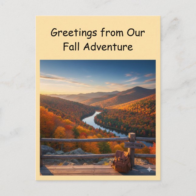 Carte Postale Salutations de notre voyage d'aventure d'automne (Devant)