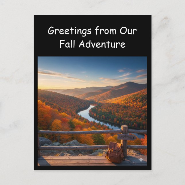 Carte Postale Salutations de notre voyage d'aventure d'automne (Devant)