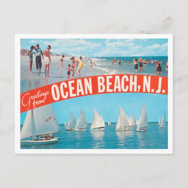 Carte Postale Salutations de Ocean Beach, New Jersey Travel (Devant)