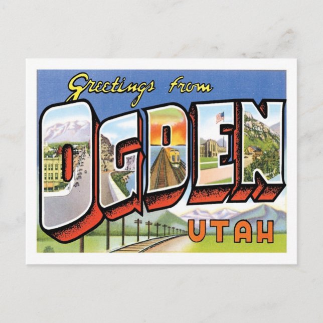 Carte Postale Salutations De Ogden Utah Ville Américaine (Devant)