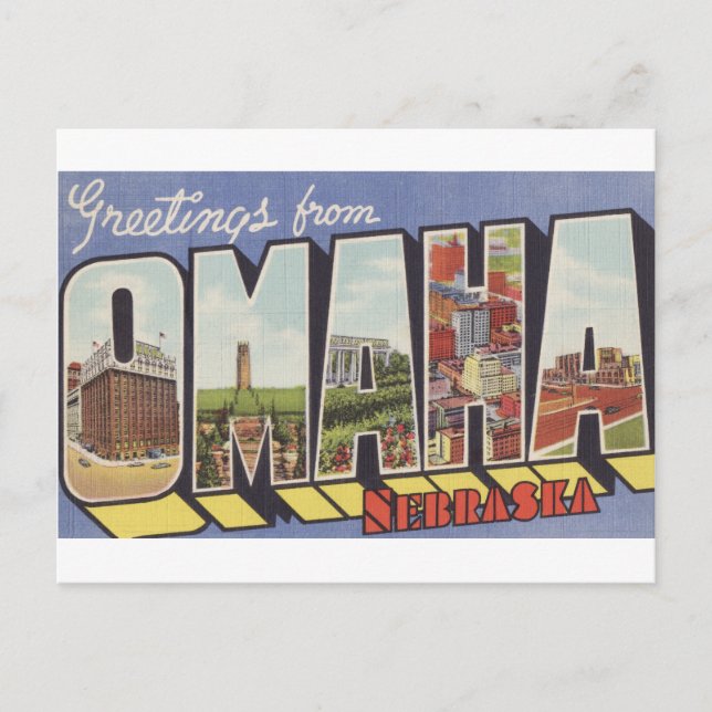 Carte Postale Salutations de Omaha NE Grande Lettre thème vintag (Devant)
